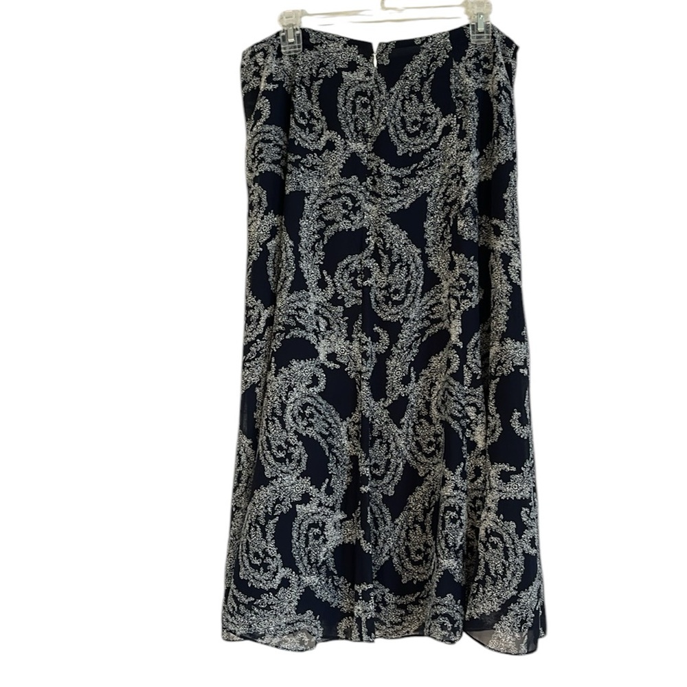 LIZ CLAIBORNE A-LINE FLOWY FLORAL CHIFFON MAXI SKIRT DARK BLUE WHITE SIZE 12 - Picture 5 of 15